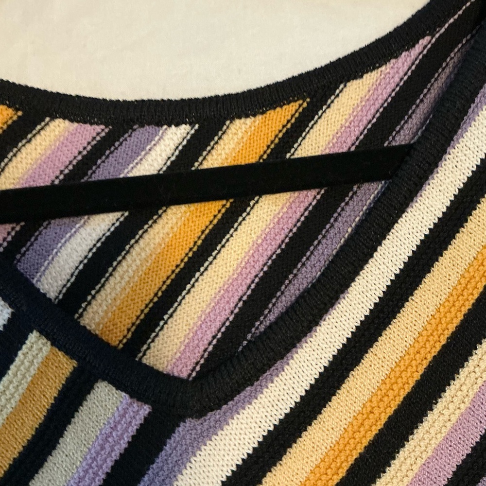 St. John Diagonal Striped V-Neck Tank in Yellow, Lavender and Black - Picture 6 of 10